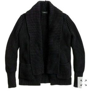 J. CREW Rib Stitch Chunky Open Cardigan in Black - Small